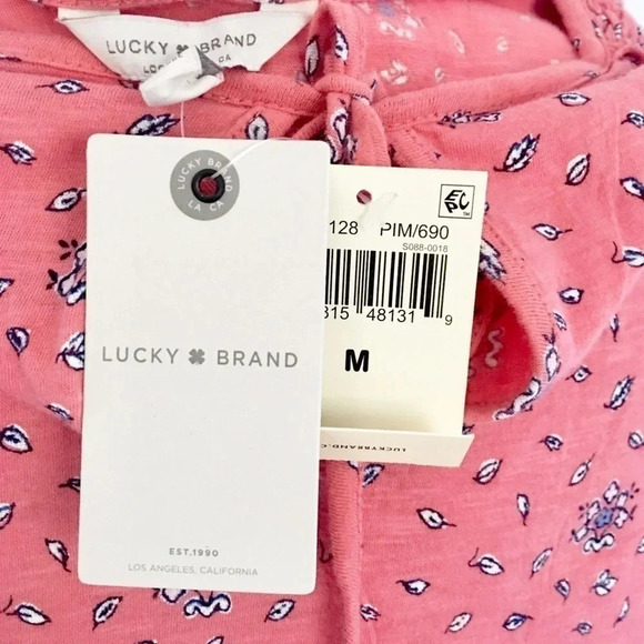 NWT Lucky Brand Floral Boarder Print Peasant Top - Picture 4 of 6